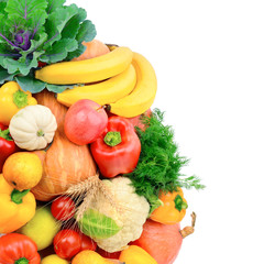 Fruits and vegetables isolated on a white