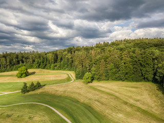Aerial view of golf course in Europe