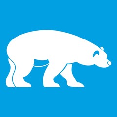 Bear icon white isolated on blue background vector illustration