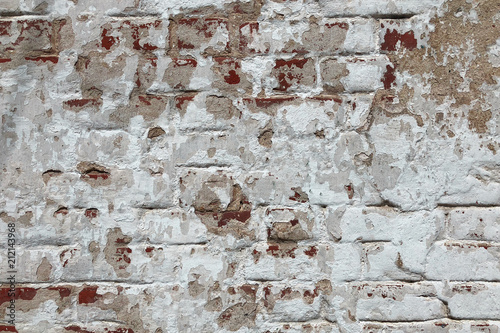 Old Red Brick Wall In A White Foreded Stucco Wallpaper Background Old Red Brick Wall In A White Foreded Stucco Wallpaper Background
