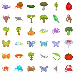 Wildlife icons set. Cartoon style of 36 wildlife vector icons for web isolated on white background