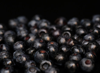 Blueberry on a black background