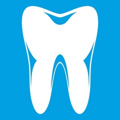 Human tooth icon white isolated on blue background vector illustration