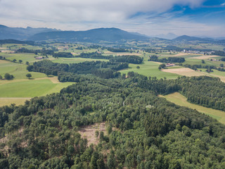 Fototapeta na wymiar Aerial view of rural landscape in Switzerland