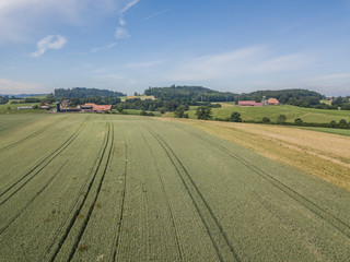 Fototapeta na wymiar Aerial view of agricultural fields