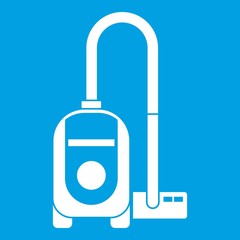 Vacuum cleaner icon white isolated on blue background vector illustration