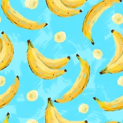 Wall murals Watercolor fruits Seamless summer banana abstract pattern