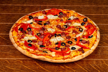 Pizza with sausages