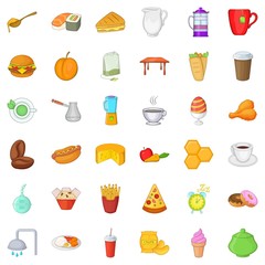 Great breakfast icons set. Cartoon style of 36 great breakfast vector icons for web isolated on white background