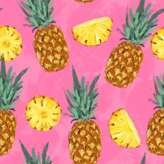 Seamless summer pineapple abstract pattern