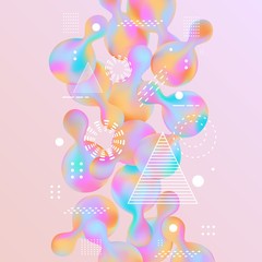 Trendy background template with vibrant gradient pink blue colors abstract round shapes flow, geometric forms. Vector modern poster, banner, presentation layout, minimal style backdrop.