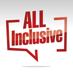 All inclusive in brackets speech red white isolated sticker icon