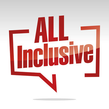 All inclusive in brackets speech red white isolated sticker icon