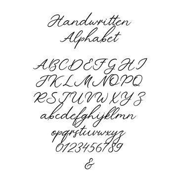 Vector Calligraphy Alphabet. Exclusive Letters. Decorative handwritten brush font for: Wedding Monogram, Logo, Invitation. Handwritten brush style modern cursive font isolated on white background