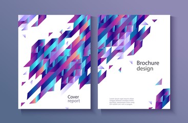 Modern report cover, trendy background template with vibrant blue purple gradient bold color, abstract geometric triangle polygonal shapes flow. Vector , poster, ppt presentation layout
