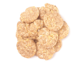 Flavored Mini Rice Crackers on a White Background