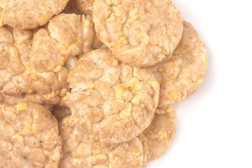 Flavored Mini Rice Crackers on a White Background