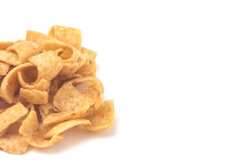 Yellow Corn Chips Isolated on a White Background