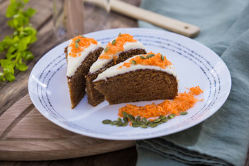 Healthy carrot cake on a plate