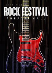 Fototapeta premium Music poster template. Vector flyer background with electric guitar illustration.