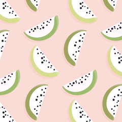 Surface watermelon pattern. Exotic tropical hand drawn decoration. mpder fruit background. Contemporary interior food print