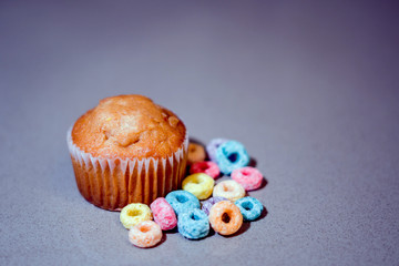 Muffin and Cereal Breakfast
