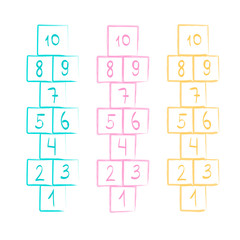 illustration with hopscotch game. Children street game