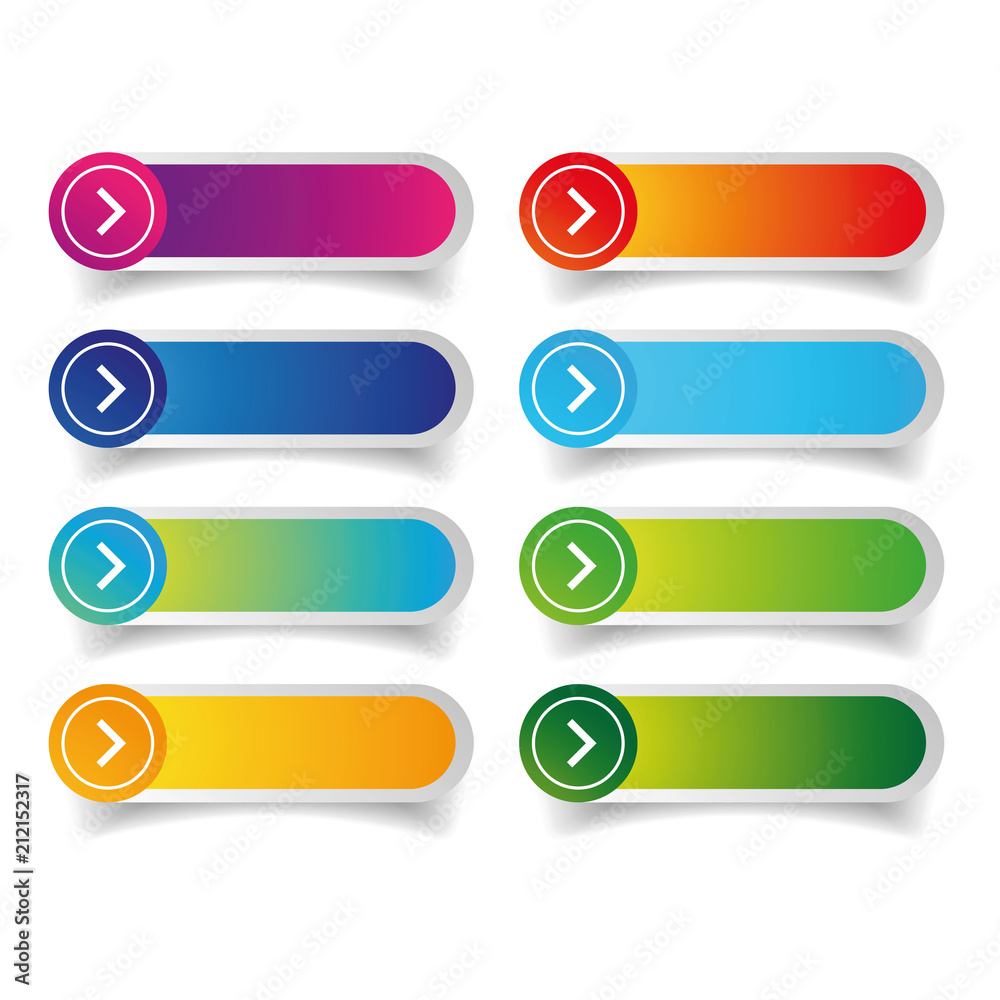 Poster empty web colorful button set
