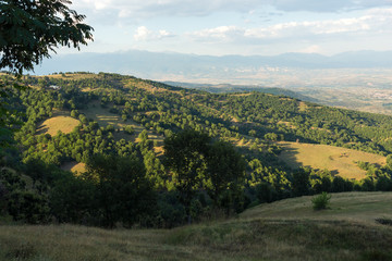 Fototapeta na wymiar Sunset Landscape of Ograzhden Mountain and Petrich Valley, Blagoevgrad Region, Bulgaria