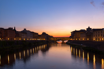 Ponte Vecchio bridge over Arno river in Florence, Italy