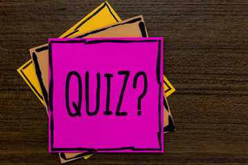 Writing note showing Quiz Question. Business photo showcasing Short Tests Evaluation Examination to...