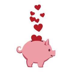 Heart into piggy vector illustration graphic design