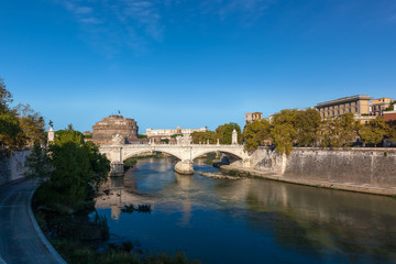Mausoleum of Hadrian behind ancient stone bridge