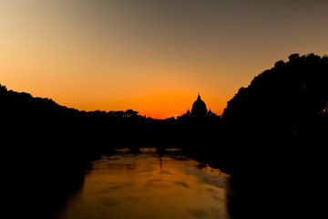 Dusk in Rome, St Peters basilica in background
