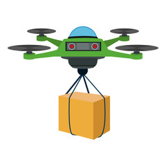 Drone with box vector illustration graphic design