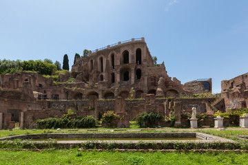 Ruins of Palatine hill palace in Rome, Italy (Circus Maximus)