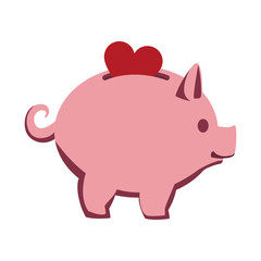 Heart into piggy vector illustration graphic design