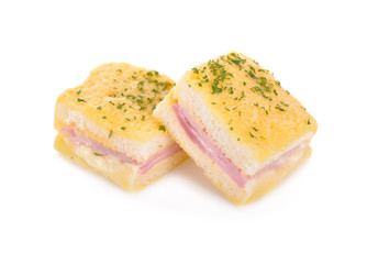 baked mini sandwich on white background