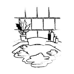 bathtub with houseplants scene vector illustration design