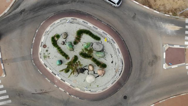 Crossroads of streets with decorative stones in the area of Olga city of Hadera Israel