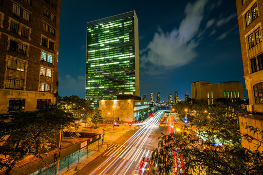 42nd Street At Night, Seen From Tudor City In Midtown Manhattan, New York City