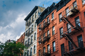 Fototapeta na wymiar Brick residential buildings in Greenwich Village, Manhattan, New York City.