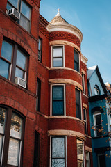 Fototapeta na wymiar Brick row houses in Washington, DC
