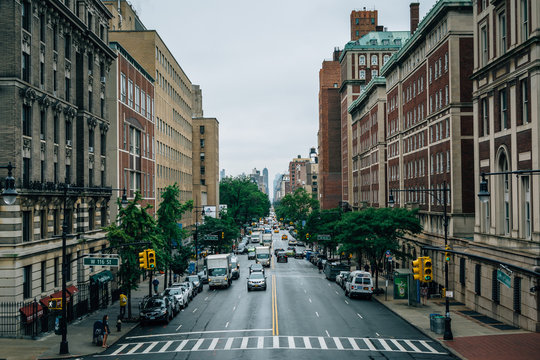 Broadway, Seen At Columbia University In Morningside Heights, Manhattan, New York City.