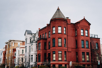 Row houses on 2nd Street in Capitol Hill, Washington, DC.