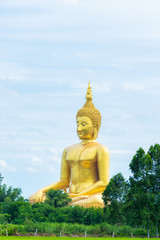Big Golden Buddha statue at Wat Muang Temple  angthong province