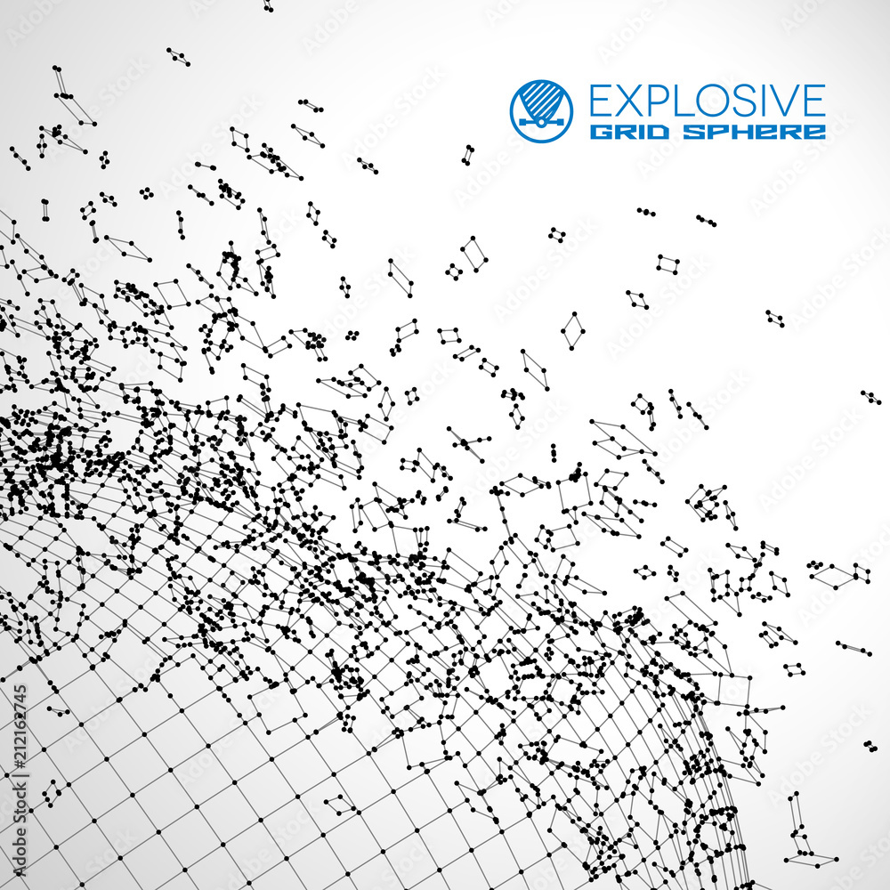 Aufkleber exploded grid made of connected dots