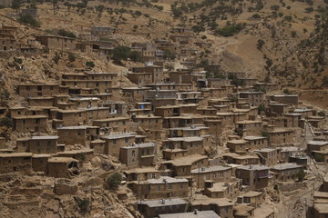 Mudbrick houses in Palangan village, Kurdistan Province, Iran