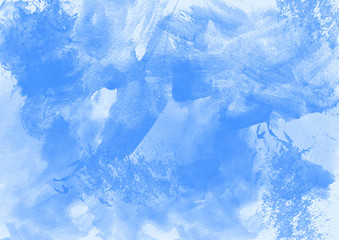 Colorful saturated blue watercolor splash background. Design artistic element for banner, print, template, cover, decoration