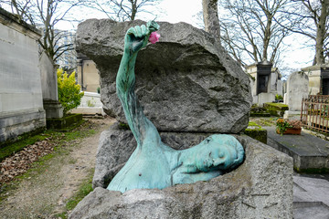 Cimetiere du Pere Lachaise typical french cemetery, Photo image a Beautiful panoramic view of Paris...
